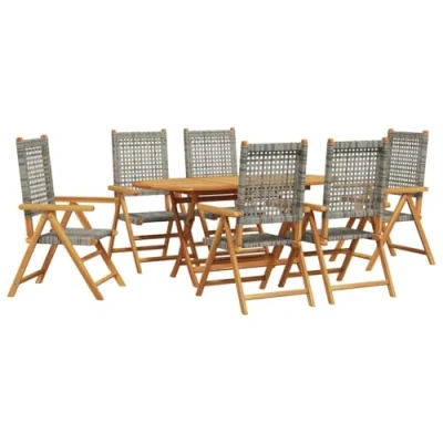 Afbeelding van vidaXL Inklapbare Tuin Tafel 7 pcs Grijs