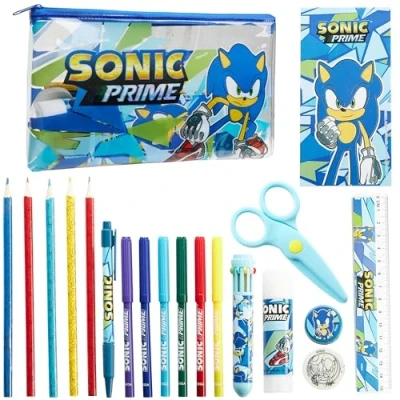 Afbeelding van Sonic the Hedgehog kinderetui met briefpapier inbegrepen cadeaus voor jongens