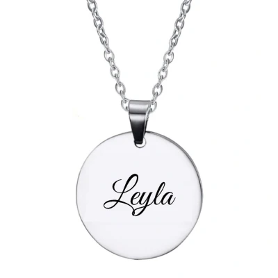 Afbeelding van Ketting RVS Met Naam Gravering Leyla Zilver Rond