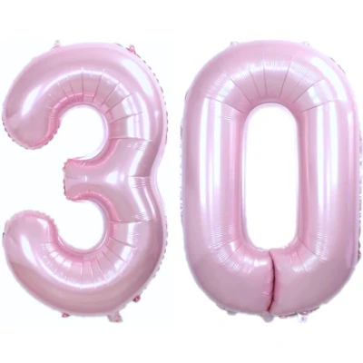 Afbeelding van Folie Ballon Cijfer 30 Jaar Roze 36Cm Verjaardag Folieballon Met Rietje
