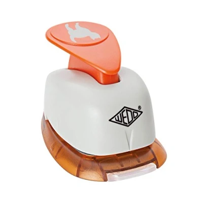 Afbeelding van Wedo 168219 perforator grote kat (met praktische opvangbak, uitsparing 2,1 x 2,0 cm) grijs/oranje