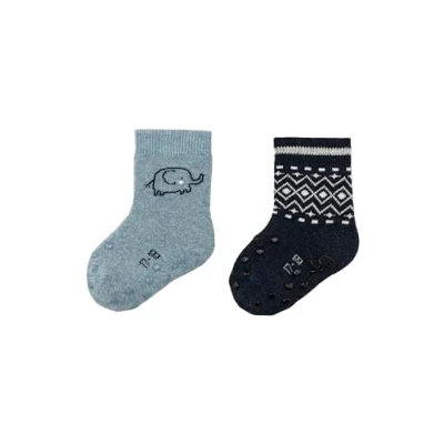 Afbeelding van Sterntaler ABS peutersokken dubbelpak olifant blauw