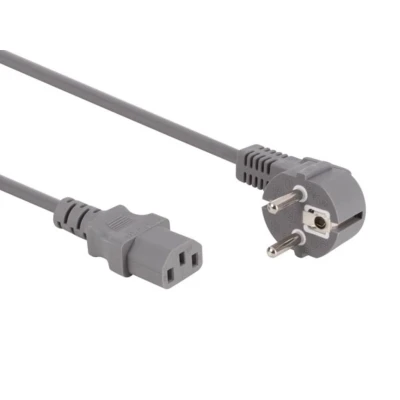 Afbeelding van Voedingskabel Grijs Cee 7/7 90 graden + C13 L=3.0 M 3G1.0 mm