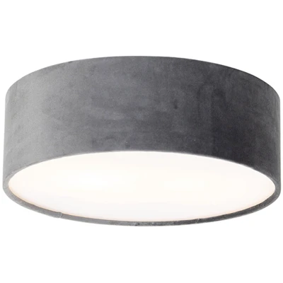 Afbeelding van QAZQA Moderne plafondlamp grijs 30 cm met gouden binnenkant Drum