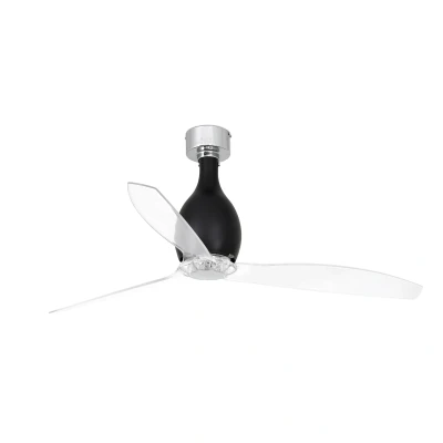 Afbeelding van Faro Lighting Mini Medium plafondventilator mat zwart, helder optionele LED lamp wordt apart verkocht