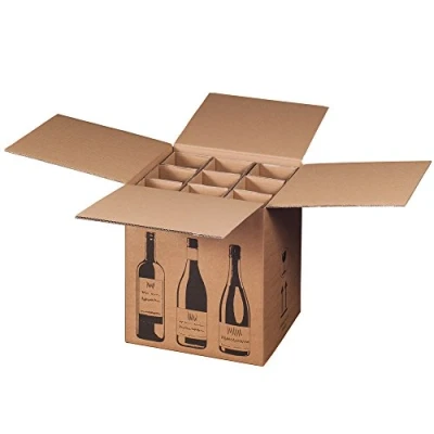 Afbeelding van SendProof® Wijnverzenddoos golfkarton 316x305x368mm 9 flessen bruin/zwart 5 stuks