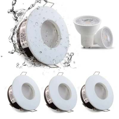 Afbeelding van 4XSweier LED downlight Waterdicht IP65 inbouwspot 5W komt overeen met 50W gloeilampen, 230V warm wit 3000K voor badkamer keuken woonkamer plafondverlichting incl. GU10 fitting