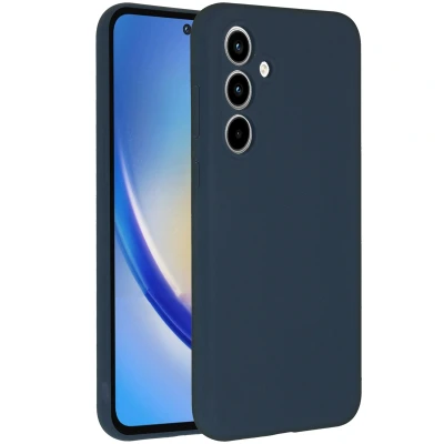 Afbeelding van Samsung Galaxy A35 Hoesje Siliconen en TPU (zacht) Accezz Backcover/Softcase Donkerblauw Telefoonhoesje