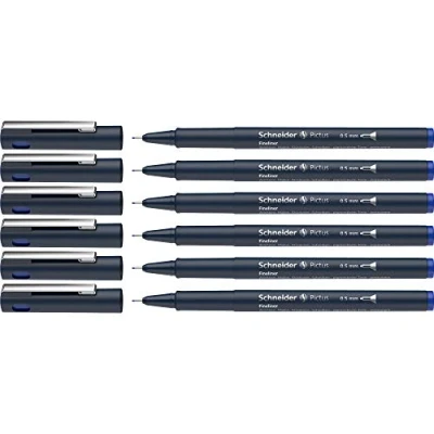 Afbeelding van Schneider Pictus Fineliner (lijndikte 0,5 mm, onuitwisbaar, metalen punt, behuizing van 85% gerecycled kunststof) 6 pack, blauw