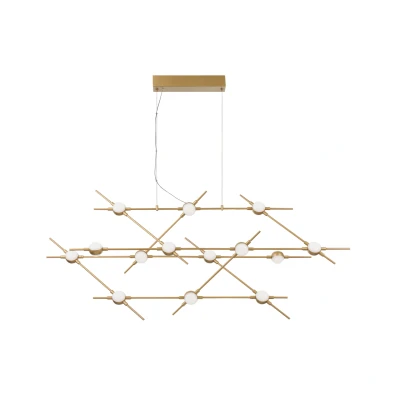 Afbeelding van Nova Luce, Hanglamp, ATOMO LED hanglamp goud 39W warm wit 110x34,5x120cm dimbaar 9180614