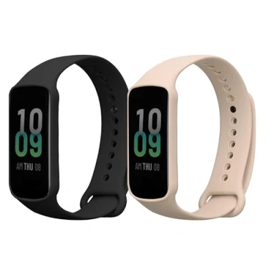 Afbeelding van kwmobile 2x horlogebandjes geschikt voor Amazfit band 7 bandje Smartwatch bandjes van TPU Activity tracker horloge in zwart / beige