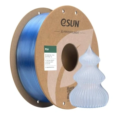Afbeelding van eSUN Helder PLA Filament 1,75 mm, Transparant 3D printfilament 1KG spoel (2,2 LBS) voor printers (Transparant blauw, 1KG)