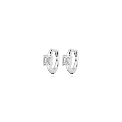 Afbeelding van Zilver Gerhodineerd Klapoorringen Zirkonia 10 Mm 1339724