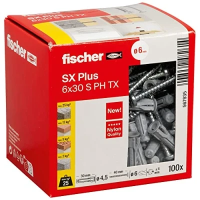 Afbeelding van Fischer SX Plus Spreidplug 30 mm 6 567935 100 stuk(s)