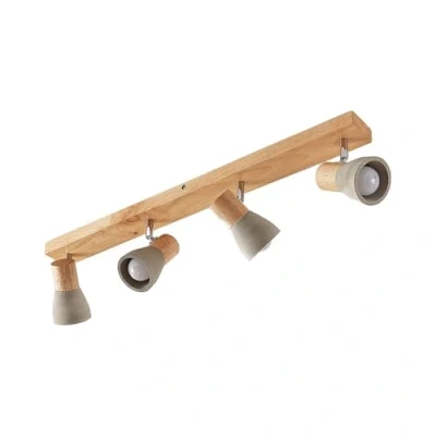 Afbeelding van Lindby LED plafondlamp 4 lichts beton, hout, metaal H: 12.3 cm E14 betongrijs, licht gesatineerd nikkel A+ Inclusief lichtbronnen