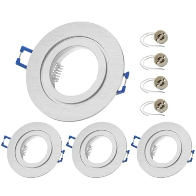 Afbeelding van 4x Sweet LED Inbouwframe incl. GU10 fitting IP44 inbouwspots voor de badkamer, ronde van aluminium Ø 84mm, zilver