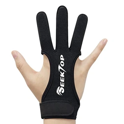 Afbeelding van Seektop Traditionele boogschiethandschoen, 3 vingerbescherming handschoenen voor kinderen, jeugd volwassenen beginners, schieten M