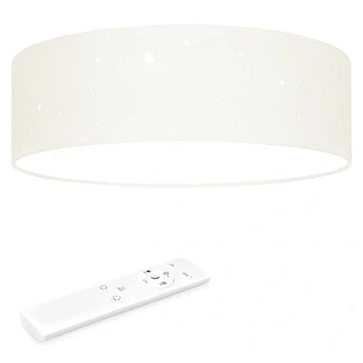Afbeelding van Navaris LED plafondlamp rond 22W Ø 40 cm Stoffen plafonnière met warm wit licht en sterreneffect Dimbare lamp afstandsbediening Beige