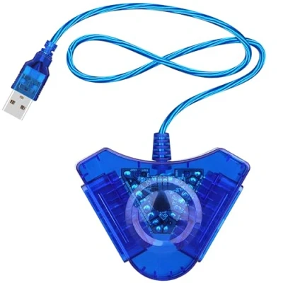 Afbeelding van OSTENT USB adapter converter kabel voor Sony PS1 PS2 bedrade controller gamepad joystick naar PC Kleur Blauw