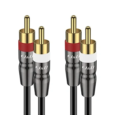 Afbeelding van J&amp;D 2 RCA naar Kabel, Koperen Behuizing Vergulde 2RCA Mannelijke Stereo Audio 7,6 meter