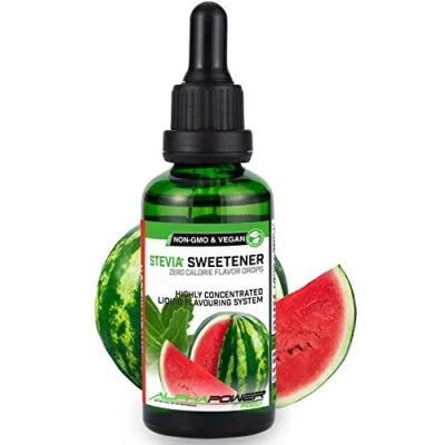 Afbeelding van ALPHAPOWER FOOD® Stevia Flavour Drops,Vegan, flüssig liquid 1x50ml Aroma Wasser Melone, Lebensmittel flavor Konzentrat &amp; Geschmackstropfen Flave Tropfen ohne Zucker, Flavdrops zum Essen Backen