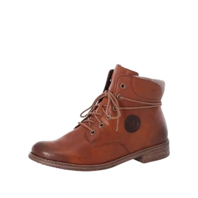 Afbeelding van Rieker Korte laarzen, Dames, Maat: 42, Cayenne/wood/kastanie Imitatieleer/ textiel