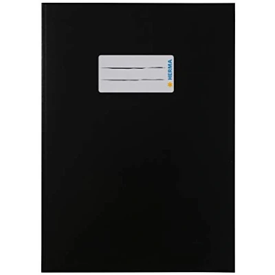 Afbeelding van Herma, Notitieboekje + schrijfblok, Schriftbeschermer, van karton, DIN A5, zwart, stevig en hoge kwaliteit, met etiket, voor een (A5)