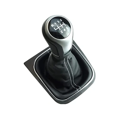 Afbeelding van Versnellingspook schakelmanchet frame compatibel/reserveonderdeel voor VW Golf 5 6 Jetta Scirocco complete set 1K071113 5K071113 1K871113 versnellingen zilver witte naad, zwarte kap