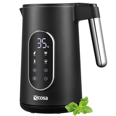 Afbeelding van waterkoker, roestvrij staal, met temperatuurinstelling (40 C 100 C), 1,7 liter, warmhoudfunctie, led display temperatuurkeuze, 2200 watt, 100% BPA vrij, waterketel