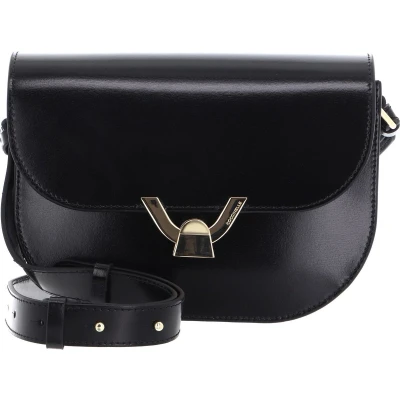 Afbeelding van COCCINELLE Leren Schoudertas Dew Shiny Calf Leather Handbag Noir Zwart