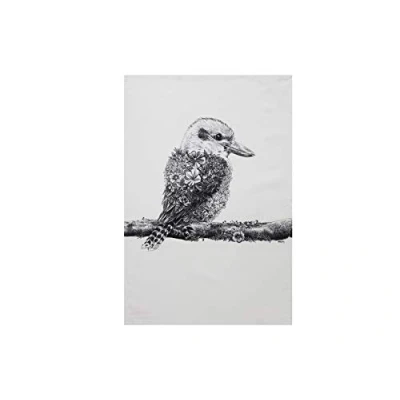 Afbeelding van Maxwell &amp; Williams Marini Ferlazzo Theedoek met IJsvogel, 100% Katoenen Keukendoek, Wit, 50 x 70 Centimeter