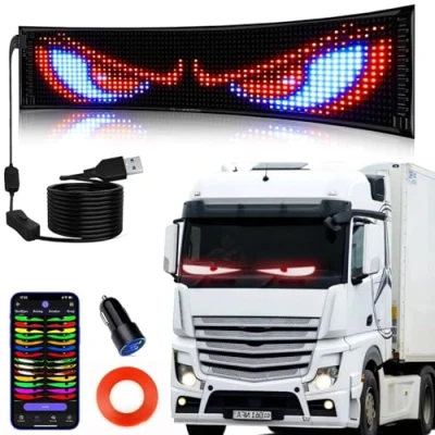 Afbeelding van Qnoavve Flexibel USB LED Display Board, (68 x13 cm) Bluetooth Smart APP Loopschrift Programmeerbaar Teken Voor Auto, Winkel, Bar, Graffiti,Tekst, Animatie Weergave