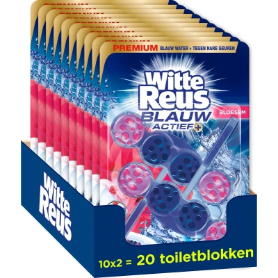 Afbeelding van 10x Witte Reus Toiletblok Blauw Actief Bloesem 2 stuks