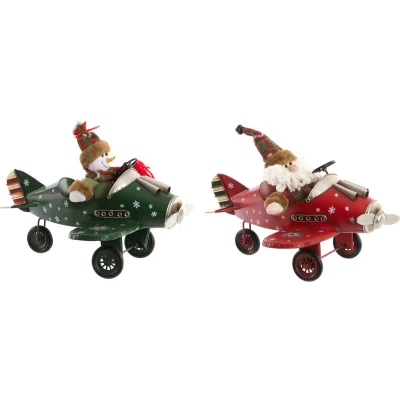 Afbeelding van Kerstversiering DKD Home Decor Vliegtuig Metaal (36,5 x 23 25 cm) (2 Stuks)