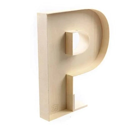 Afbeelding van Handgemaakte Onafgewerkte Houten vulbare Letter P, Brief Vormige Doos A Z