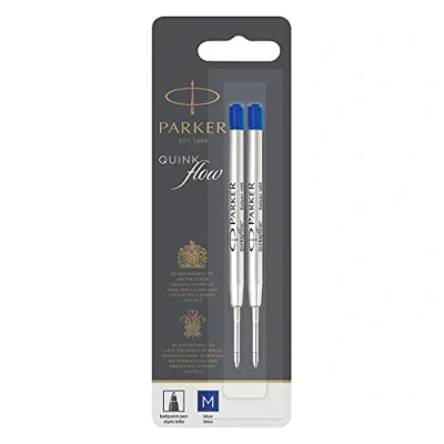 Afbeelding van Parker balpen vullingen medium punt blauwe QUINKflow inkt 2 stuks
