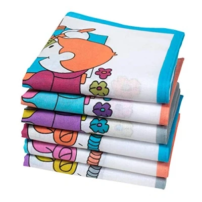 Afbeelding van Merrysquare Zakdoeken van stof voor kinderen Klein formaat 30cm x 6 stuks 100% katoen model krabbel