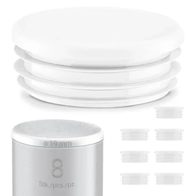 Afbeelding van Lamellenstop voor Ronde Buizen 19 mmWit 8 Stuk Kunststof Eindkap Sluitdop Staalbuis mm doppen eindkappen sluitdoppen 1,9 cm EMFA ®