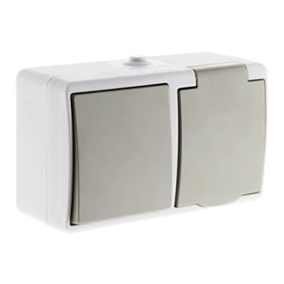 Afbeelding van Stopcontact 2P+T IP54 lichtgrijs
