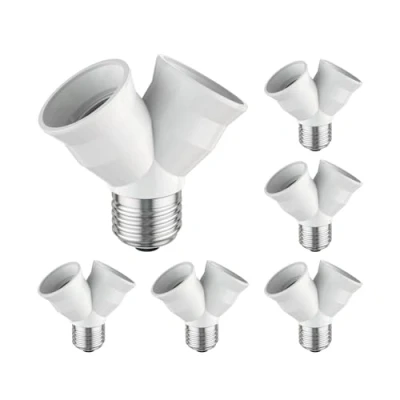 Afbeelding van ledscom.de 6 stuks E27 basis, 2 weg splitter adapter, wit