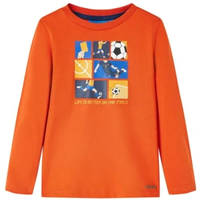 Afbeelding van Kindershirt met lange mouwen voetbalprint 92 oranje
