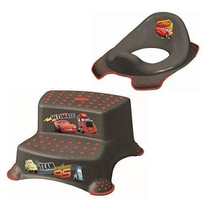 Afbeelding van Set van 2 Z Disney Cars metallic wc opzetstukken + kruk tweetraps toilettrainer