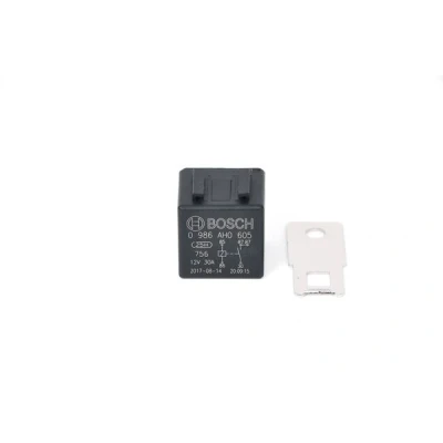 Afbeelding van Bosch 0986AH0605 Mini relais 12V 20A, 2x87, IP5K4, Bedrijfstemperatuur van 40 graden tot 100 C, 5 pins met houder