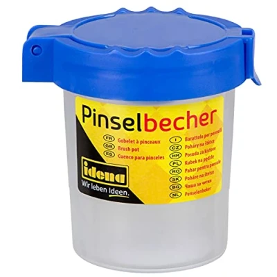 Afbeelding van Idena 623031 Borstelbeker met afsluitbaar deksel, kunststof, blauw, 1 st.