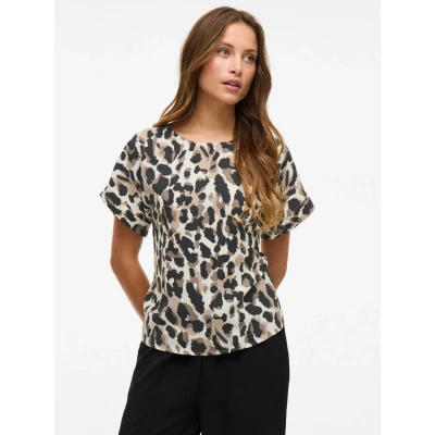 Afbeelding van VILA MIT Kurzen ÄRMELN Rundhals Blouse, Dames, Maat: 34, Braun