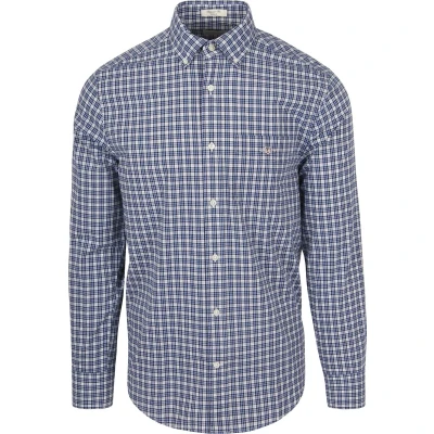 Afbeelding van Gant Overhemd Poplin Ruit Blauw maat M Heren Overhemden Casual met Regular fit Pasvorm Katoen