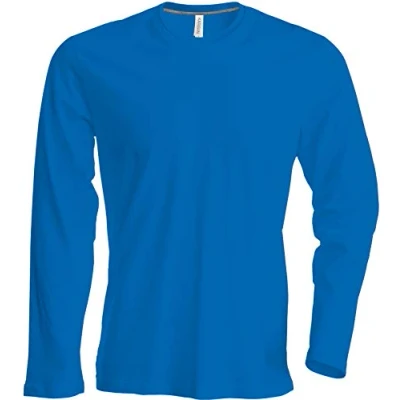 Afbeelding van Heren T shirt met lange mouwen en ronde hals, licht nauwsluitend, in 20 kleuren de maten S, M, L, XL, 2XL, 3XL 4XL, Light Royal Blue, XL