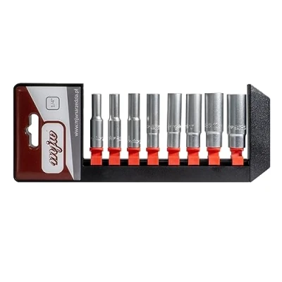 Afbeelding van MJW dopsleutelset 1/4 inch 6 hoek lang professionele 8 delige set doppen 5,5 7 9 10 12 13
