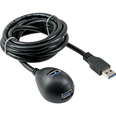 Afbeelding van USB naar 2x docking kabel USB3.0 tot 0,9A / zwart 3 meter
