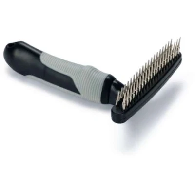 Afbeelding van Beeztees Striegel Roterende dubbele tanden hondenverzorging zwart/grijs 16,5x10,5x3 cm